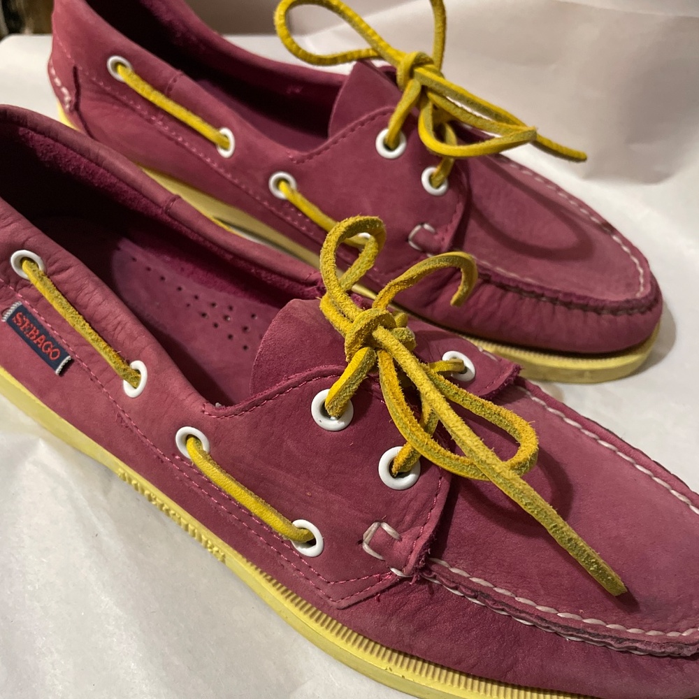 Pink suede boat shoes